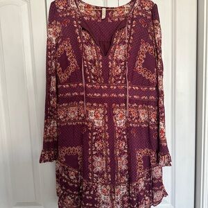 Free People Purple and Orange Floral Dress